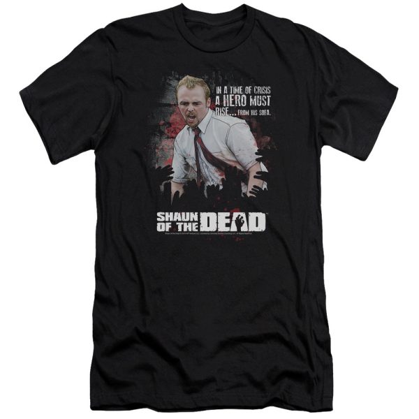 SHAUN OF THE DEAD : HERO MUST RISE PREMIUM CANVAS ADULT SLIM FIT T-SHIRT 30\1 BLACK SM For Sale