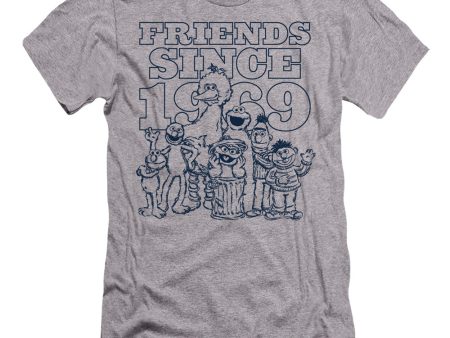 SESAME STREET : FRIENDS SINCE PREMIUM CANVAS ADULT SLIM FIT T-SHIRT 30\1 Athletic Heather SM on Sale