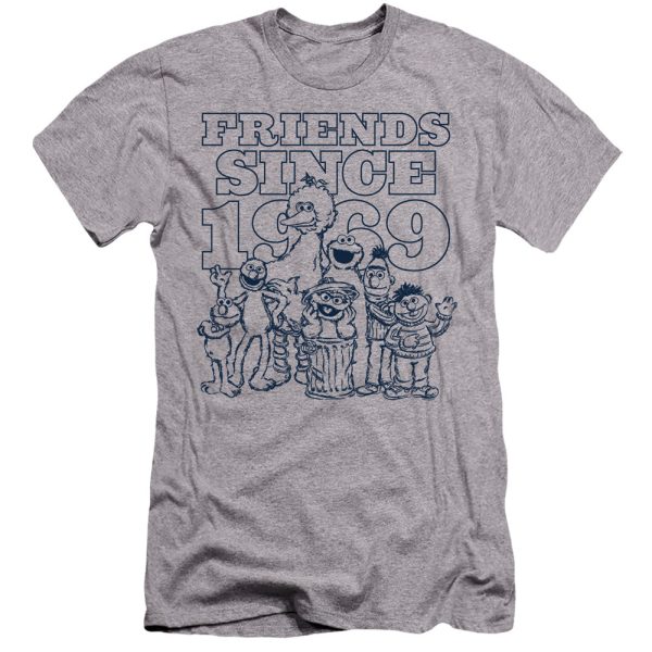 SESAME STREET : FRIENDS SINCE PREMIUM CANVAS ADULT SLIM FIT T-SHIRT 30\1 Athletic Heather SM on Sale