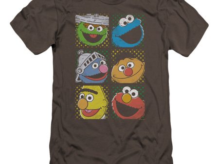 SESAME STREET : GROUP SQUARES PREMUIM CANVAS ADULT SLIM FIT T-SHIRT 30\1 Charcoal LG Supply