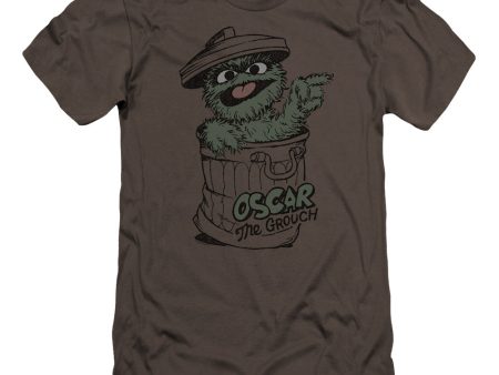 SESAME STREET : EARLY GROUCH PREMIUM ADULT RINGSPUN COTTON SHORT SLEEVE Charcoal MD Hot on Sale