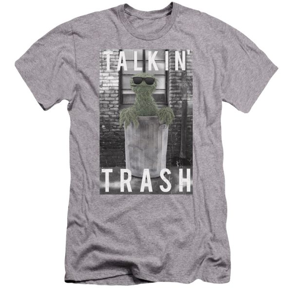 SESAME STREET : TALKIN TRASH PREMIUM ADULT RINGSPUN COTTON SHORT SLEEVE Athletic Heather XL Online Hot Sale