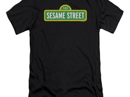 SESAME STREET : LOGO PREMIUM CANVAS ADULT SLIM FIT T-SHIRT 30\1 BLACK SM Online now