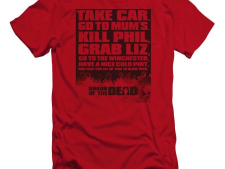 SHAUN OF THE DEAD : LIST PREMIUM CANVAS ADULT SLIM FIT T-SHIRT 30\1 RED 2X For Discount