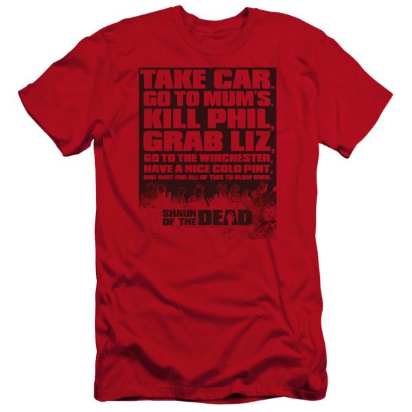 SHAUN OF THE DEAD : LIST PREMIUM CANVAS ADULT SLIM FIT T-SHIRT 30\1 RED 2X For Discount