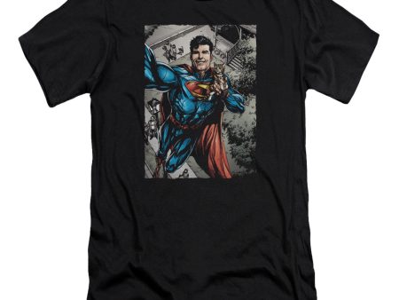 SUPERMAN : SUPER SELFIE PREMIUM CANVAS ADULT SLIM FIT T-SHIRT 30\1 BLACK 2X Discount