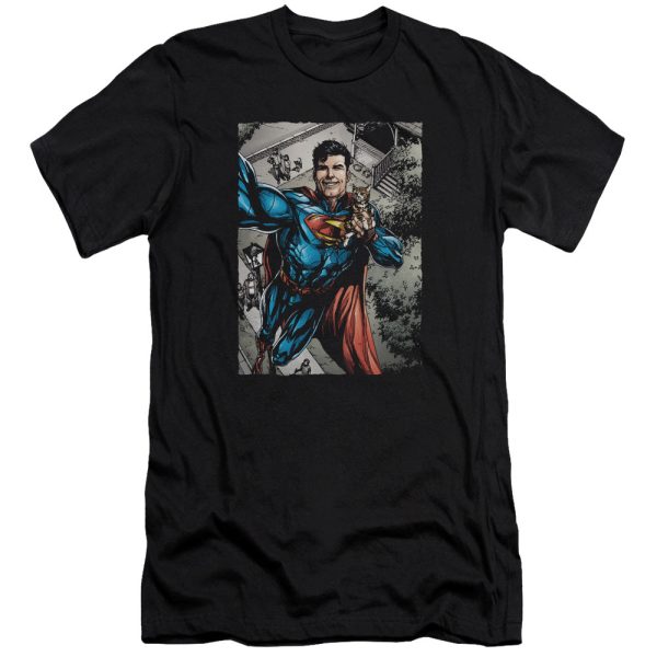 SUPERMAN : SUPER SELFIE PREMIUM CANVAS ADULT SLIM FIT T-SHIRT 30\1 BLACK 2X Discount