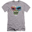 SESAME STREET : HALFTONE HEADS PREMIUM CANVAS ADULT SLIM FIT T-SHIRT 30\1 ATHLETIC HEATHER SM Fashion