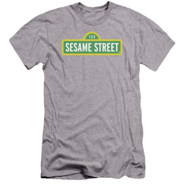 SESAME STREET : LOGO PREMIUM CANVAS ADULT SLIM FIT T-SHIRT 30\1 ATHLETIC HEATHER XL Discount