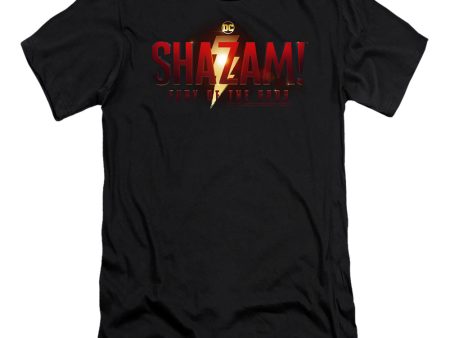 SHAZAM FURY OF THE GODS : FURY OF THE GODS MOVIE LOGO  PREMIUM CANVAS ADULT SLIM FIT T-SHIRT 30\1 Black SM For Cheap