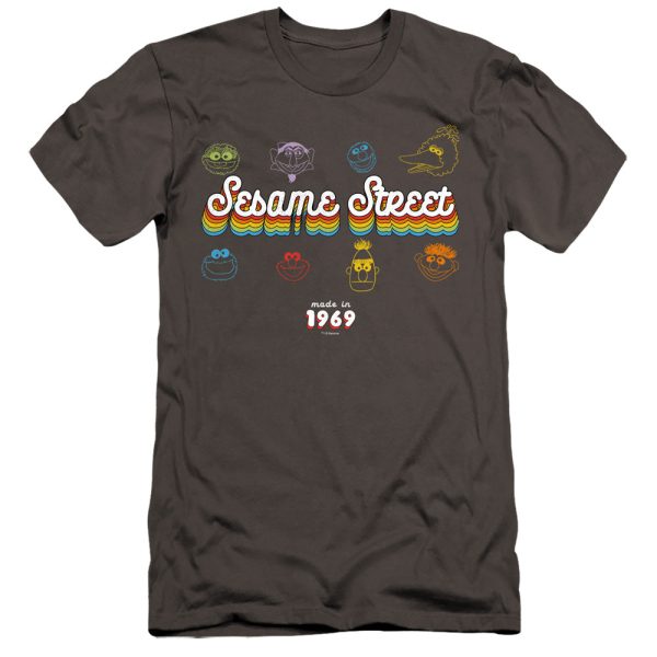 SESAME STREET : MADE IN 1969 PREMIUM CANVAS ADULT SLIM FIT T-SHIRT 30\1 Charcoal 2X Supply