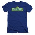 SESAME STREET : LOGO PREMIUM CANVAS ADULT SLIM FIT T-SHIRT 30\1 ROYAL BLUE 2X Fashion