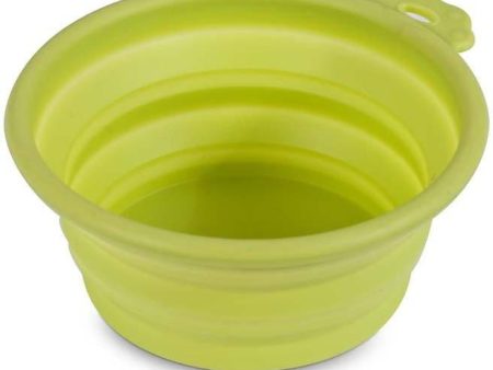 Petmate Silicone Round Green Collapsible Travel Bowl Hot on Sale