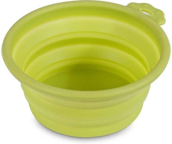 Petmate Silicone Round Green Collapsible Travel Bowl Hot on Sale